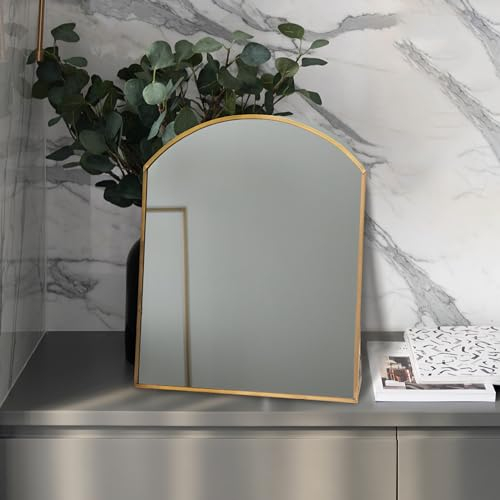 Creative Co-op Standspiegel, Metallrahmen, Messing-Finish Spiegel, Metall, Mirror, 9.8 L x 7.8 W