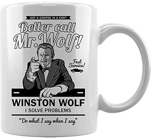 Gunmant Mr Wolf Solves Problems Ceramic White Mug Coffee Tea Water Cup Office Home