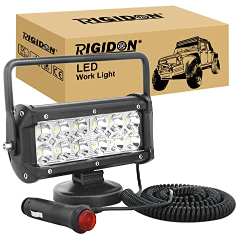 RIGIDON 1 Pcs Led arbeitsscheinwerfer mit magnetfuß, 7 Zoll 18cm 36W 12V 24V led Spot Strahler, offroad beleuchtung für Auto SUV ATV, Traktor, LKW, 4x4, Boot,6000K led suchscheinwerfer, arbeitslicht