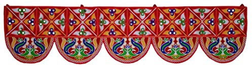 Purpledip Cotton Bandhanwar (Bandharwal Toran) Celebrations: Wandbehang Fenster Volant Tapisserie ethnisch indisches Dekor (12446C)