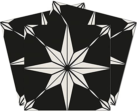 Black Starry Tile Stickers - Fireplace - Waterproof & Removable - Easy Peel and Stick - Backsplash Decals for Kitchen and Bathroom Wall, Floors Decors, Stair Riser Decor, 6X6/ Piece,16 PC/Pack