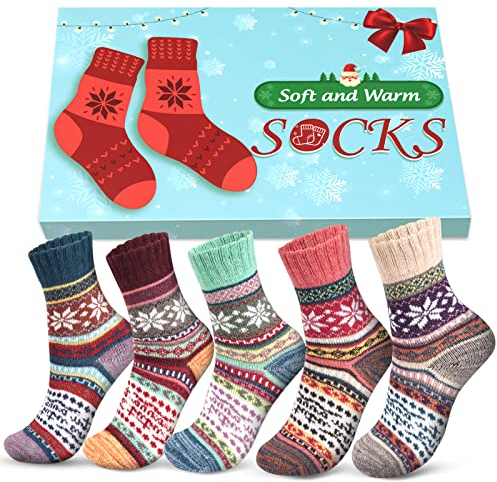 Wollsocken Damen Geschenke für Frauen Weihnachten: Warme Dicke Socken Thermosocken Damen Wintersocken Weihnachtsgeschenke für Frauen Geschenke Geschenkideen Weihnachten 2024 Adventskalender Befüllen