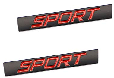 2 x Sport-Emblem, 3D-Metall-Auto-Dekoration, Metall-Klebe-Buchstabe, Sport, LKW, Auto-Abzeichen, Emblem, Aufkleber (schwarz rot)