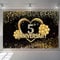 Happy 5th Anniversary Hintergrund Dekorationen, Alles Gute zum 5 jährigen Jubiläum Banner, 5. Hochzeitstag Party Poster Zubehör Stoffschild Plakat, Schwarz Gold Jubiläums Keko Foto Hintergrund