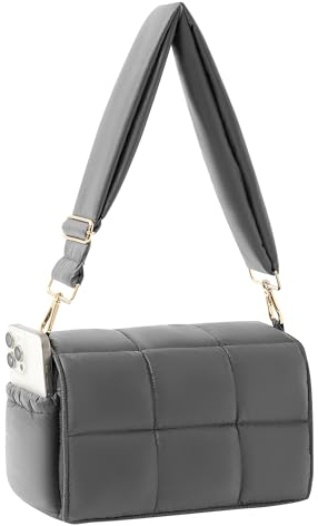 NAARIIAN Crossbody-Tasche für Damen, gesteppt, Puffer-Geldbörse, modisch, leicht, Reisehandtaschen, niedlich, kleine Umhängetasche, Stahlgrau, Small