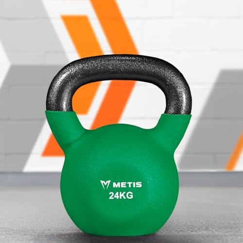 METIS Neoprene Kettlebells [4-28kg] | Exercise Equipment For Home Training & Gym Fitness – Heavy Lifting Kettlebell Weights | Cast Iron Kettlebell (24kg)