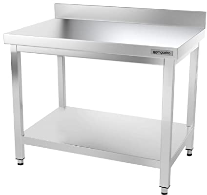 GGM Gastro | ATK108A | Edelstahl Arbeitstisch Premium - 1000x800mm - mit Grundboden & Aufkantung