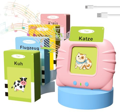 GUYUCOM Kinderspielzeug ab 2 Jahre, Sprechende Lernkarten Deutsch,194 Blätter Lernkarten 388 Wörter für Deutsch Lernen, Spielzeug für Mädchen und Jungen 2 3 4 5 6 Jahre(Rosa)