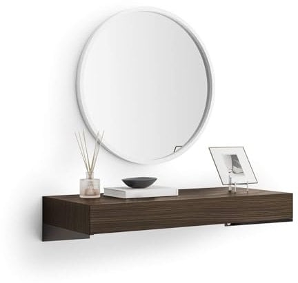 MOBILI FIVER, Consola Suspendida Evolution 90x40, Nogal Americano, Aglomerado y Melamina, Consola recibidor, Made In Italy