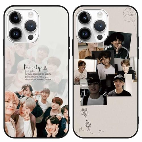 Yomyejisoo [2 Stück] Handyhülle für iPhone 13 iPhone 14 Hülle 6,1 Kpop Schutzhülle Silikon Stoßfest TPU Ästhetik Muster Motivfür Army Mädchen Frauen für iPhone 13 iPhone 14 Hüllen
