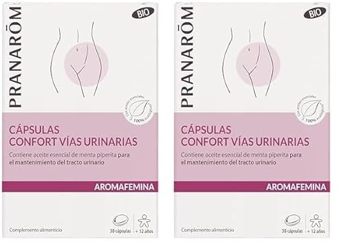 PRANAROM - Aromafemina - Confort Vías Urinarias Bio - Contiene Aceite Esencial de Menta Piperita que Mantiene la Salud de las Vías Urinarias - 30 Cápsulas (Paquete de 2)