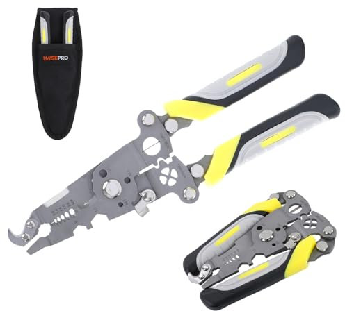 WISEPRO Wire Strippers, Multifunctional Foldable Wire Strippers, 18 in 1 Stripper Tool for Cable Stripper, Wire Crimping, Wire Cutters