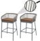 Lot de 2 tabourets de Bar Rope HWC-O22, Tabouret de Bar, Outdoor Assise rembourrée Corde tressée métal - Gris Clair, Coussin Taupe
