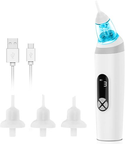 SGZIOO Nasensauger Baby Elektrisch, Nasal Aspirator Baby mit 3 Silikonspitzen, 3 Größen, Musik und Licht, Baby Nasensauger, Elektrischer Nasensauger Baby Staubsauger für Neugeborene, Kinder