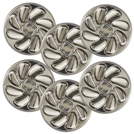 AltoBuy Set de 6 Assiettes à huîtres en Acier Inoxydable argenté (8 huitres)