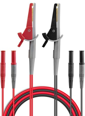 Lawnoval Kelvin Klemm-Messleitung für Batterie-Innenwiderstand und LCR zur Messung, 4 mm Bananenstecker, Silikondraht mit Krokodilklemmen, Rot/Schwarz