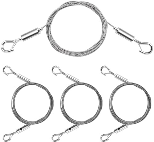Cables Ajustables para Colgar Cuadros,4 Piezas Cuerda de Alambre Metálico con Ganchos,2 m x 1,5 mm Cable Acero Inoxidable,Cable de Acero Kit Colgantes para Colgar Espejos,Fotos,Lámparas