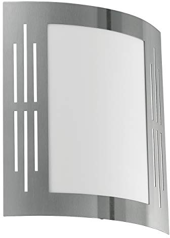 EGLO Außen-Wandlampe City, 1 flammige Außenleuchte, Wandleuchte aus Edelstahl, Kunststoff, Farbe: Silber, weiß, Fassung: E27, IP44