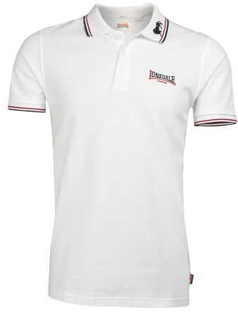 Lonsdale Herren kurzarm Polohemd Lion Lion weiß (white / dark red / navy) Large