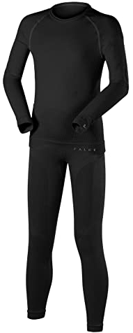 FALKE Unisex Kinder Baselayer-Set Maximum Warm K Uw Funktionsmaterial schnelltrocknend 1 Stück, Schwarz Black 3000, 122-128