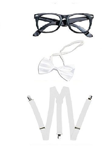 Nerd Fliege und Brille, Hosenträger-Kostüm