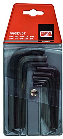 Bahco 1995Z/10T Hexagon Offset Screwdriver Set Imperial Sizes, Black, Set of 10 Piece