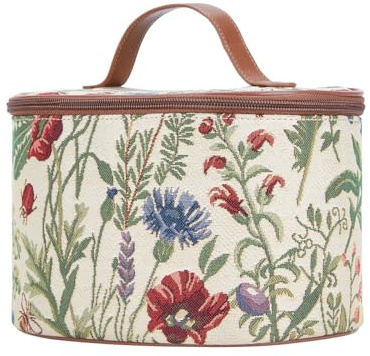 Signare Tapestry Toiletry Bag Makeup Organise Bag for Women with Garden Flower and Creatures (Morning Garden, Toil-MGD) (Morning Garden)