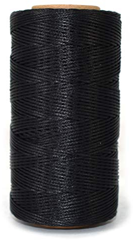 Komfami Wachs Faden Nähgarn 260 Meter 1mm Polyester Wachsfaden Nähen Ledergarn Gewachst (Schwarz)