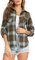 Enjoyoself Damen Karohemd 100% Baumwolle Holzfäller Langarm Button-down Flanellhemd Boyfriend Karierte Bluse braun+grün,M