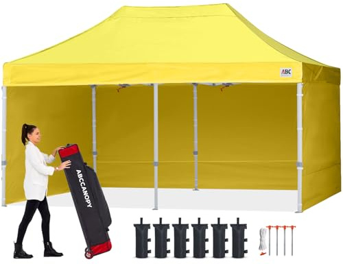 ABCCANOPY Faltpavillon 3x6 Wasserdicht mit Seitenteilen UV+,Gelb