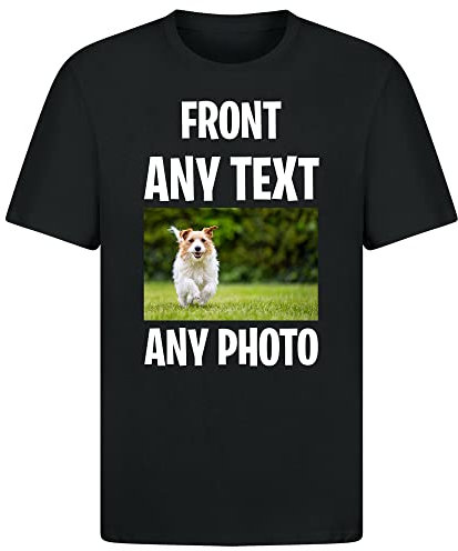 Gift Hub Personalised T-Shirt | Customisable with Any Text Any Photo or Logo | Unisex Design | Ideal for Men, Women, & Kids | for Birthday, Christmas, Workwear | 100% Cotton Black Medium (M)