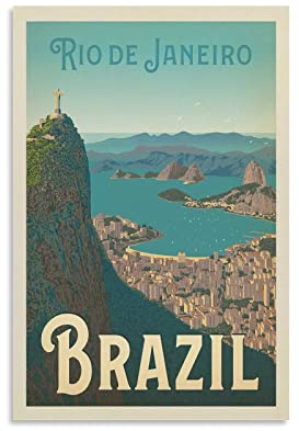 Vintage-Reise-Poster, Brasilien, Rio De Janeiro, Leinwand-Kunstposter und Wandkunst, Bilderdruck, modernes Familienschlafzimmerdekor-Poster, 20 x 30 cm