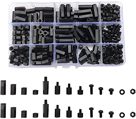 Csirnto 260 Stück Nylon Schrauben Mutter Feingewinde Schrauben Schrauben Set Abstandshalter Kunststoff Hex Nylon Spacer Standoff M3 Muttern Kunststoffschrauben Gewindeschrauben Set