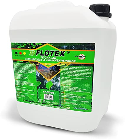 Flotex® Teichklar 10L I Hocheffektive Teichpflege & Brunnenreiniger I Algenvernichter für Teich und Brunnen I Teichklärer sorgt für klares Teichwasser und schont Fische und Pflanzen