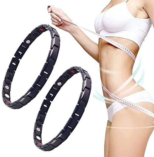 RTcald Lymphdrainage-Magnetarmband, Ultrastarkes Magnetfeldtherapie-Armband, Magnetisches Schlankheits-Gewichtsverlust-Armband, Modische Exquisite Energie-Gesundheitsarmbänder (Black+Black)