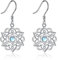 Mondstein Lotus Ohrringe Sterling Silber Lotus Blume Baumeln Ohrringe Yoga Schmuck Geschenke für Frauen
