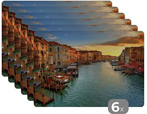 Placemats Platzdeckchen Platzset Tischset 6-teilig Tischdeko Untersetzer 45x30 cm Venedig - Sonnenuntergang - Italien