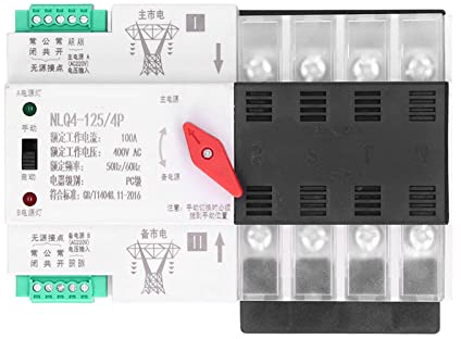Dual Power Automatischer Transferschalter, AC 400V 4P Umschalter 100A ATS PC Leistung Unterbrechungsfreie Stromversorgung mit Schutzabdeckung, Doppelter Kippschalter Kommunale Elektrizität, Generator