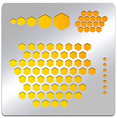 BENECREAT 15.6x15.6cm Honeycomb Stainless Steel Stencils, Hexagon Metal Journal Stencil for Wood Carving, Drawings and Woodburning, Engraving and Scrapbooking