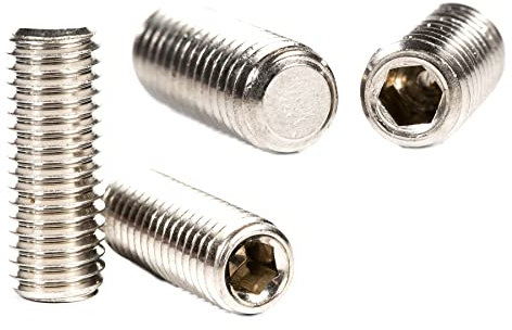 M5 (5mm x 20mm) Grub Screws Flat Point Stainless Steel Set Screw Metric Thread Allen Socket Key (Pack of 20)