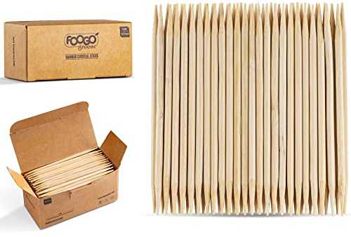 FOOGO Green 150 Palillos de Bambú para Cóctel, Certificados FSC®, 9 cm, Para Cócteles y para Comida de Fiesta, de Madera Resistentes y Compostables