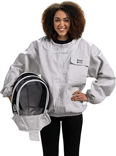 Bees & Co K74 Natural Cotton Beekeeper Jacket with Fencing Veil