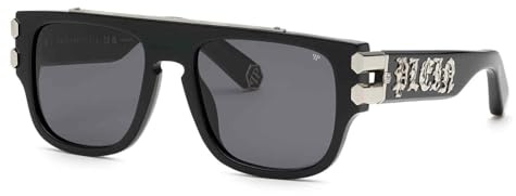 Philipp Plein Herren Spp011x Sonnenbrille, Shiny Black, 55
