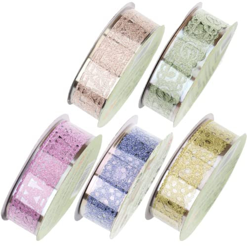 Fopytu 5 Pcs Spitzen Washi Tape Klebstoff Klebeband DIY Album Dekoratives Band Stationerie Scrapbooking Sticker Aufkleber