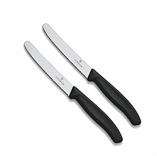 Victorinox | 2 Stück Tafelmesser Swiss Classic | Schwarz | Tomatenmesser mit Wellenschliff | rostfrei | Swiss Made