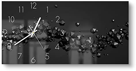 DEQORI Glasuhr | vertikal 60x30 cm | Motiv Geometrische Kometen | große XXL Design Uhr aus Glas | leise Wanduhr für Wohnzimmer & Küche | Moderne Hingucker Uhr für die Wand