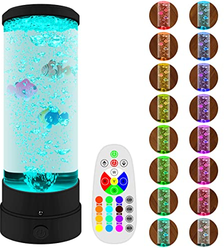YATOSEEN Blase Fischlampe LED Aquarium, Stimmungslampe mit Fernbedienung, Lavalampe mit 16 Farbwechsellicht, geeignet für Büro, Zuhause, Geschenke für Kinder und Erwachsene