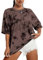 Sofia's Choice Damen Oversize Batik T Shirt Rundhals Kurzarm Top Sommer Locker Oberteile Braun M