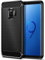 Qiinogow Case Compatible with Samsung Galaxy S9, Slim Fit Phone Cover with Shock-Absorption, Carbon Fiber TPU Rubber Protective Case, Black