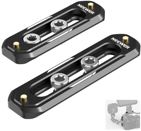 NEEWER 2 Pack Mini NATO Rail Set, 2.4/60mm & 3/75mm QR NATO Rail with Safety Pins, 1/4 Screws for NATO Clamp Top Handle Side Handle Camera Cage Monitor Mount, Compatible with SmallRig Cage, UA033
